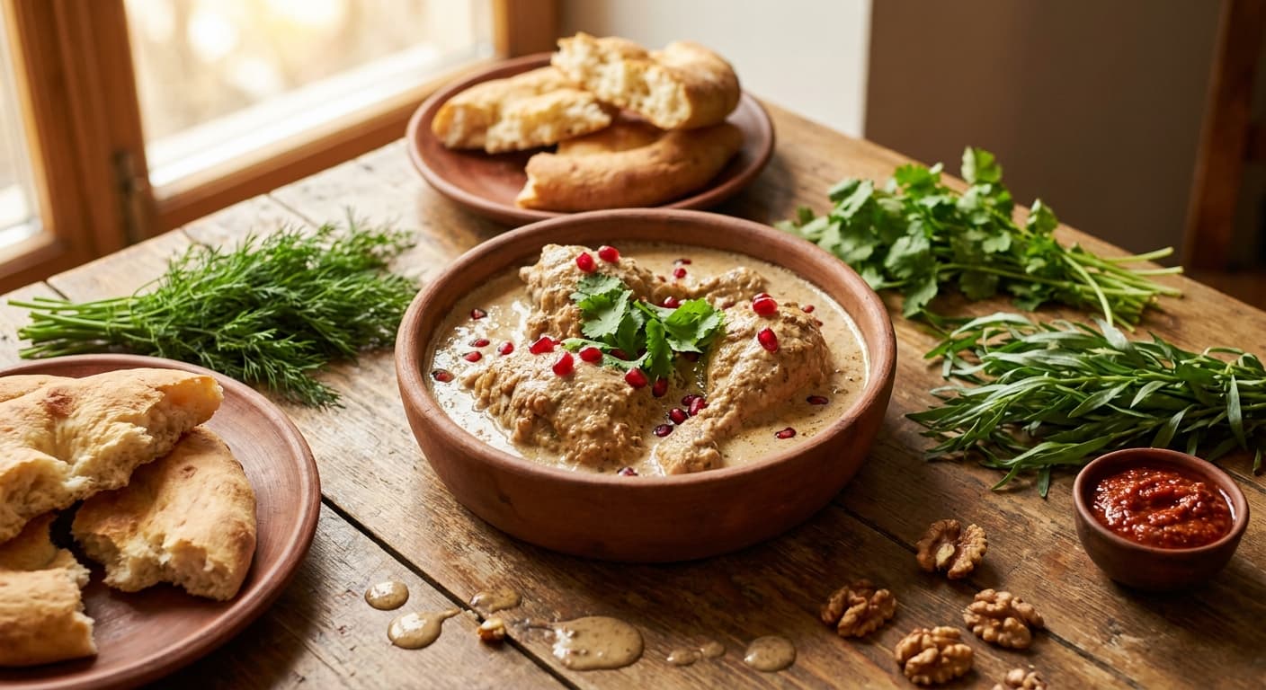 Satsivi — Georgian Chicken in Walnut Sauce - authentic georgian recipe