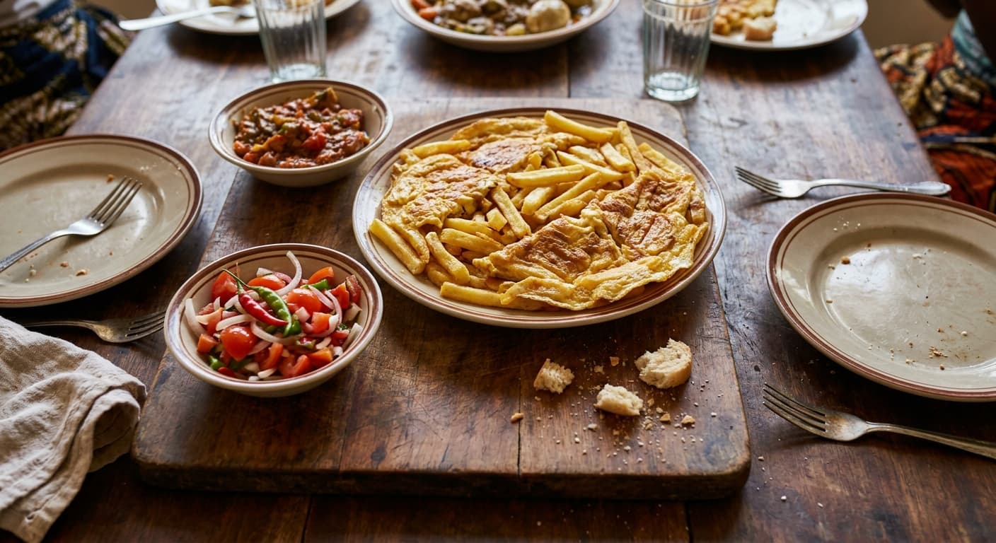 Chips and Egg Omelet — Tanzanian Street-Food Classic - authentic tanzanian recipe