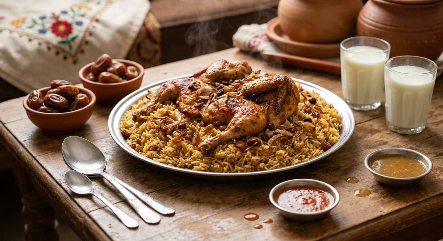 Emirati Machboos — Spiced Chicken Rice with Dried Lime - authentic gulf-arabian recipe
