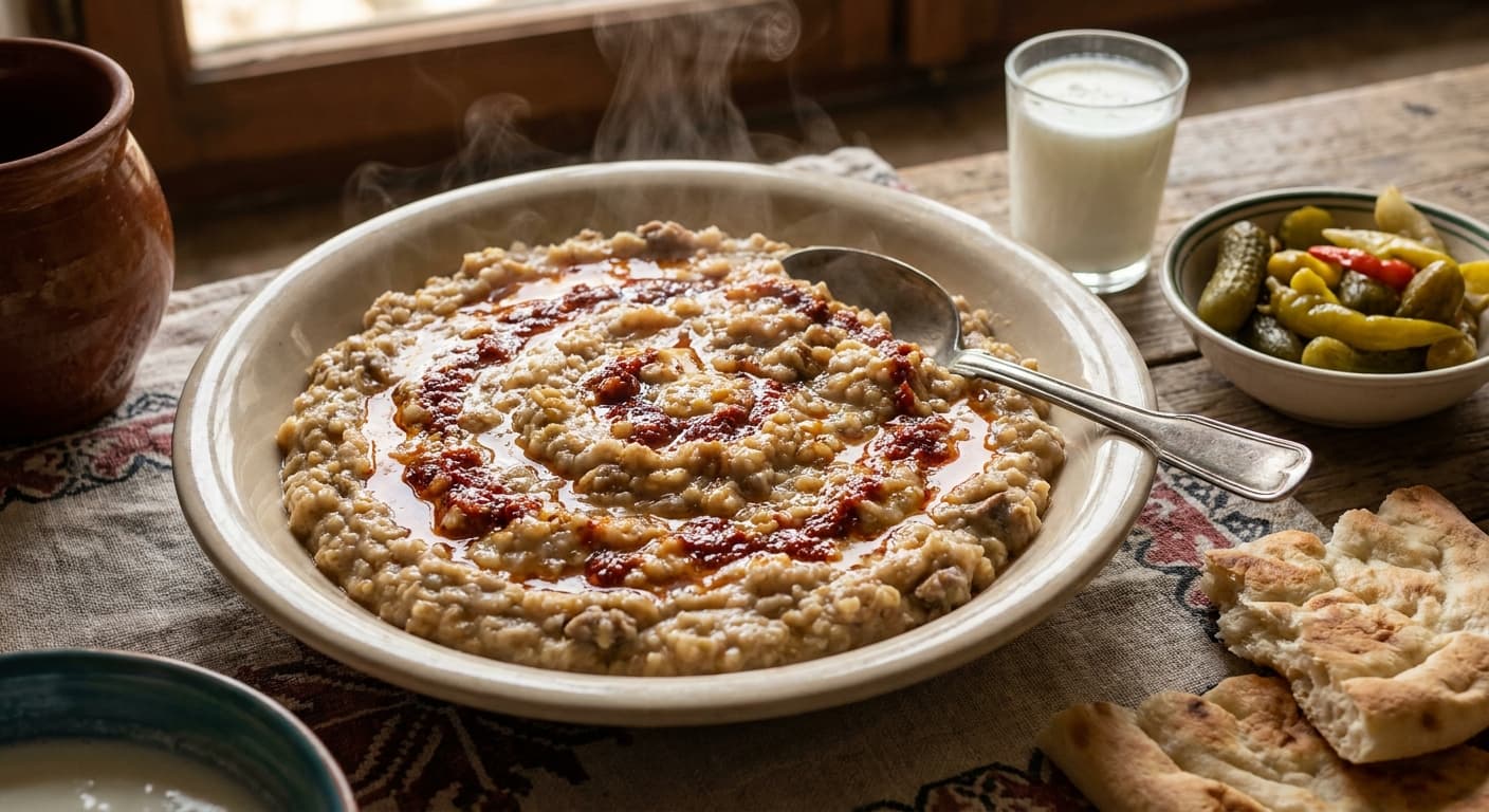 Keshkek — Creamy Ceremonial Wheat and Lamb Stew - authentic turkish recipe