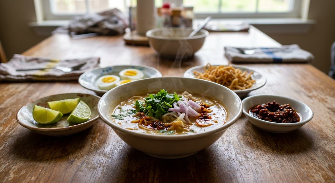 Ohn No Khao Swe — Burmese Coconut Chicken Noodles - authentic burmese recipe