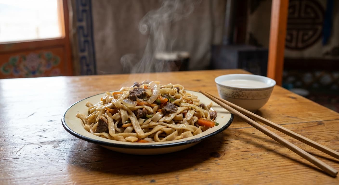 Tsuivan — Mongolian Steamed Noodles with Meat and Vegetables - authentic mongolian recipe