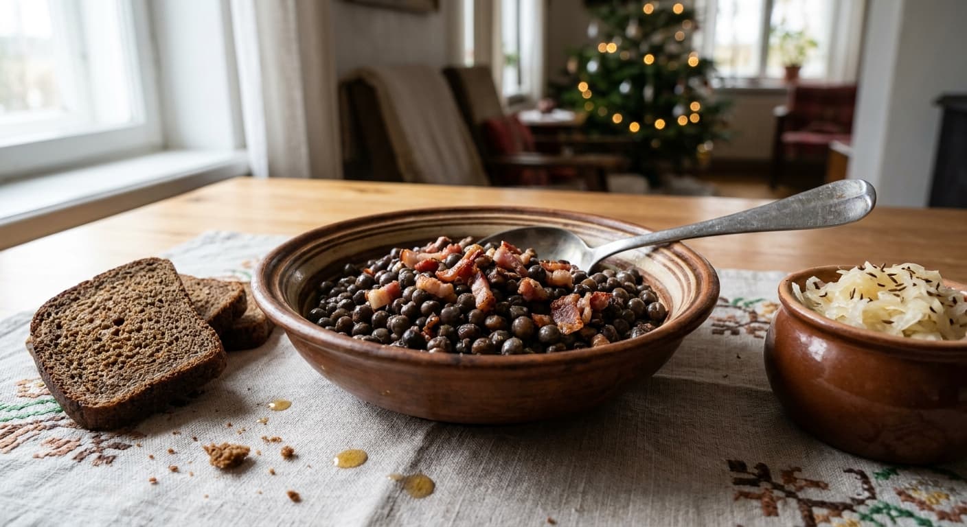Grey Peas with Speck — Latvian Christmas Peas - authentic latvian recipe