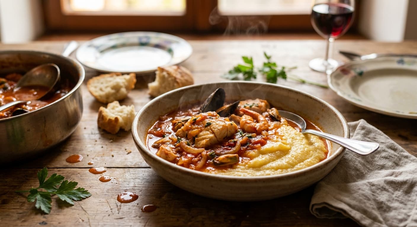 Brodet — Croatian Adriatic Fish Stew with Tomato and White Wine - authentic croatian recipe