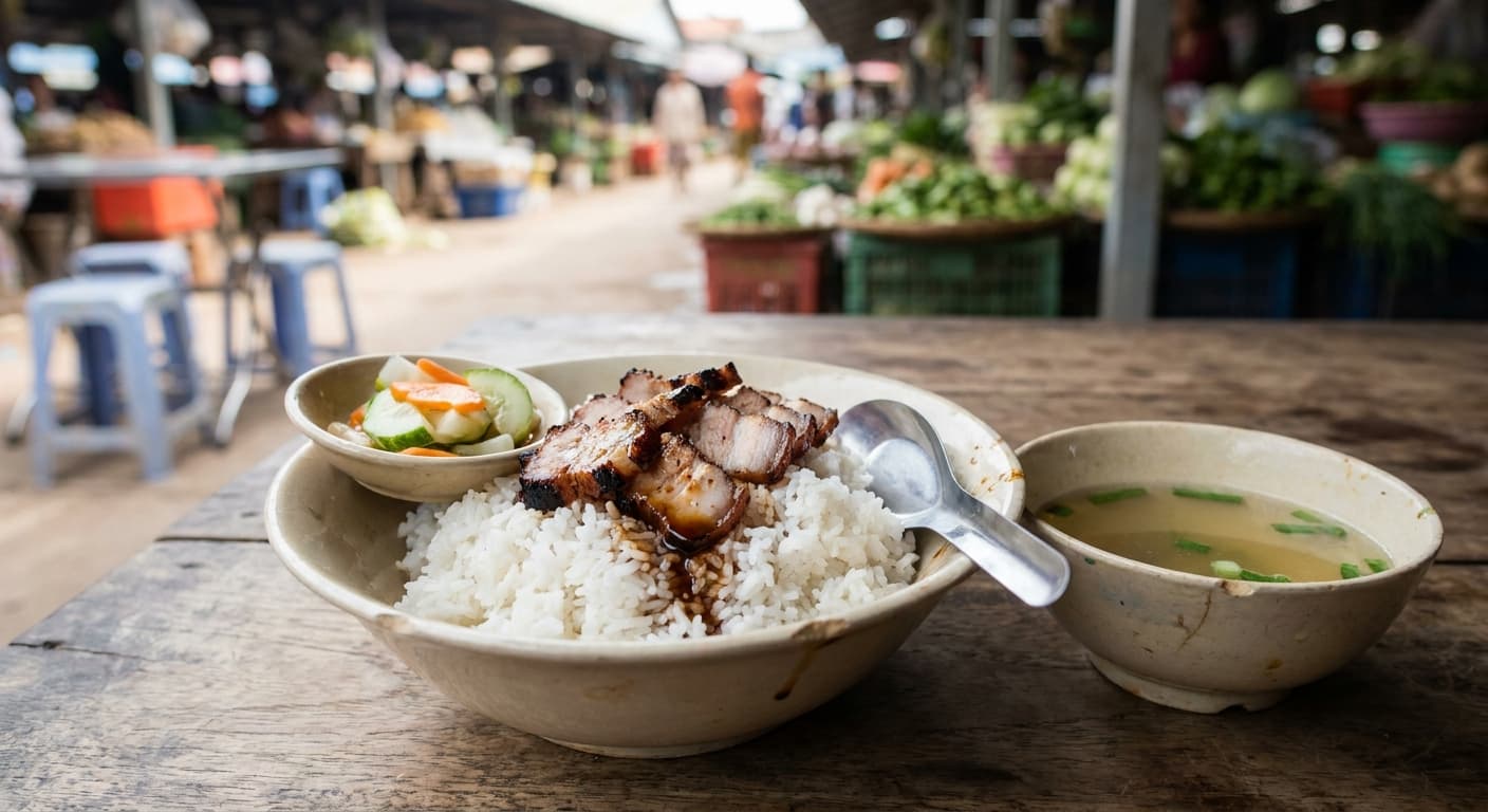 Bai Sach Chrouk — Cambodian Grilled Pork with Rice - authentic cambodian recipe