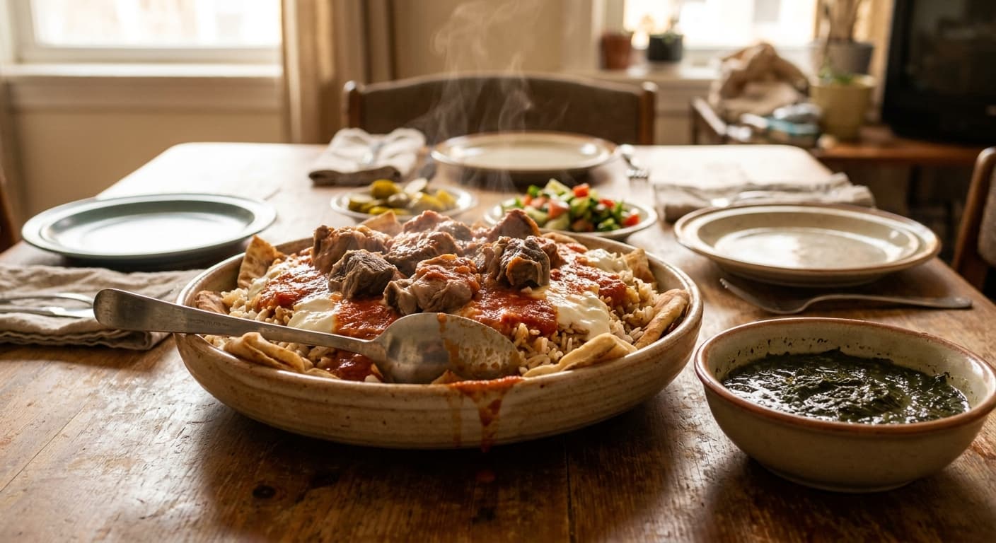 Egyptian Fatta — Layered Meat, Rice, and Crisp Bread - authentic egyptian recipe