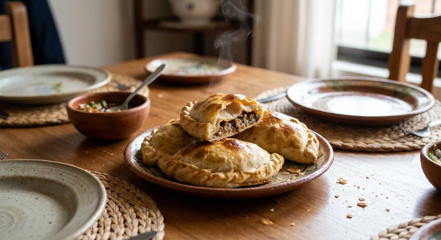 Chilean Beef Empanada — Baked pastry filled with beef, onion, egg, olive, and raisins - authentic chilean recipe