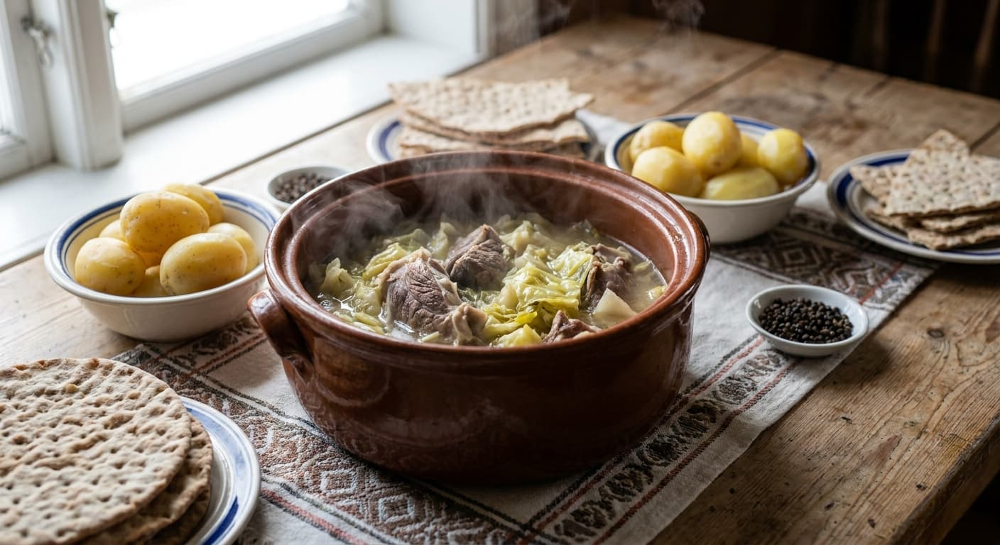Norwegian Lamb and Cabbage Stew — Peppery Autumn National Dish - authentic norwegian recipe