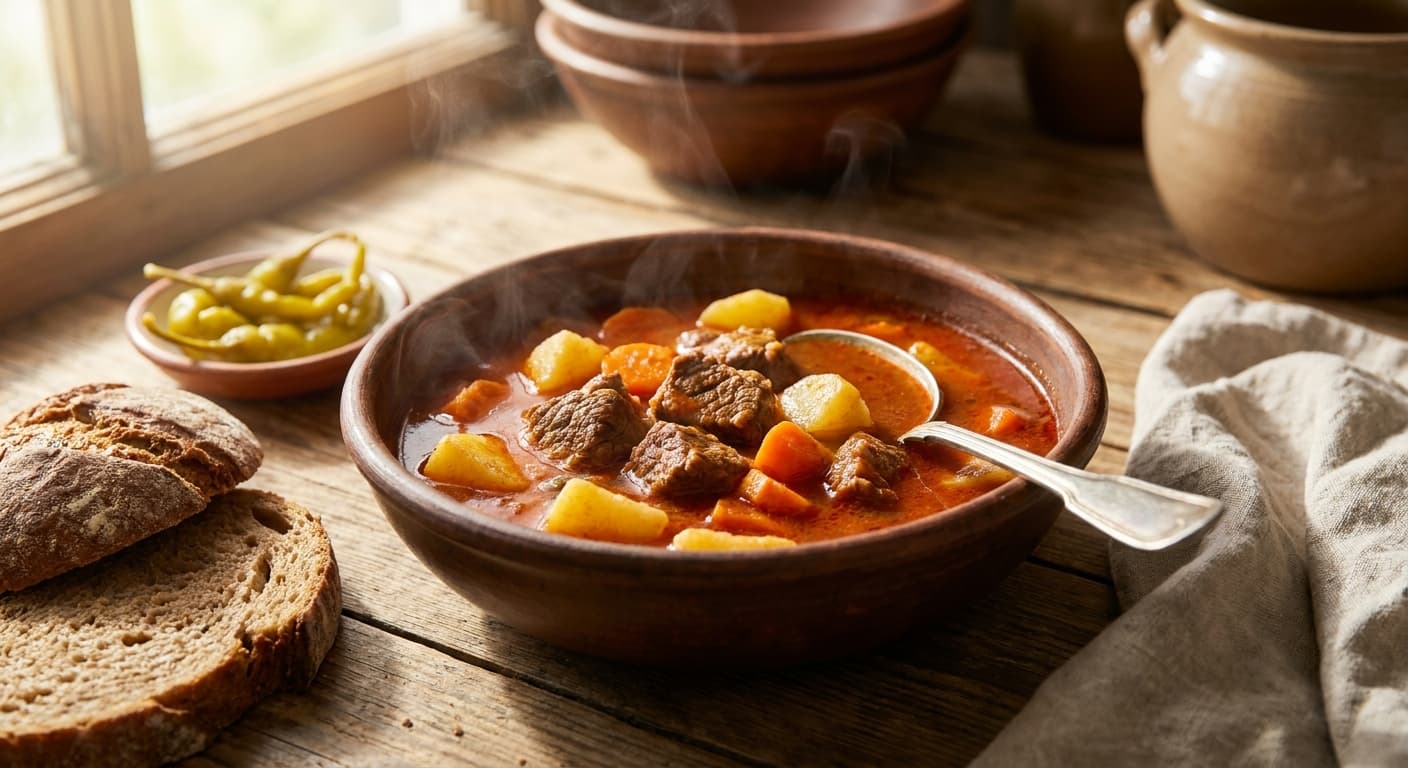 Hungarian Goulash — Paprika Beef and Potato Soup - authentic hungarian recipe