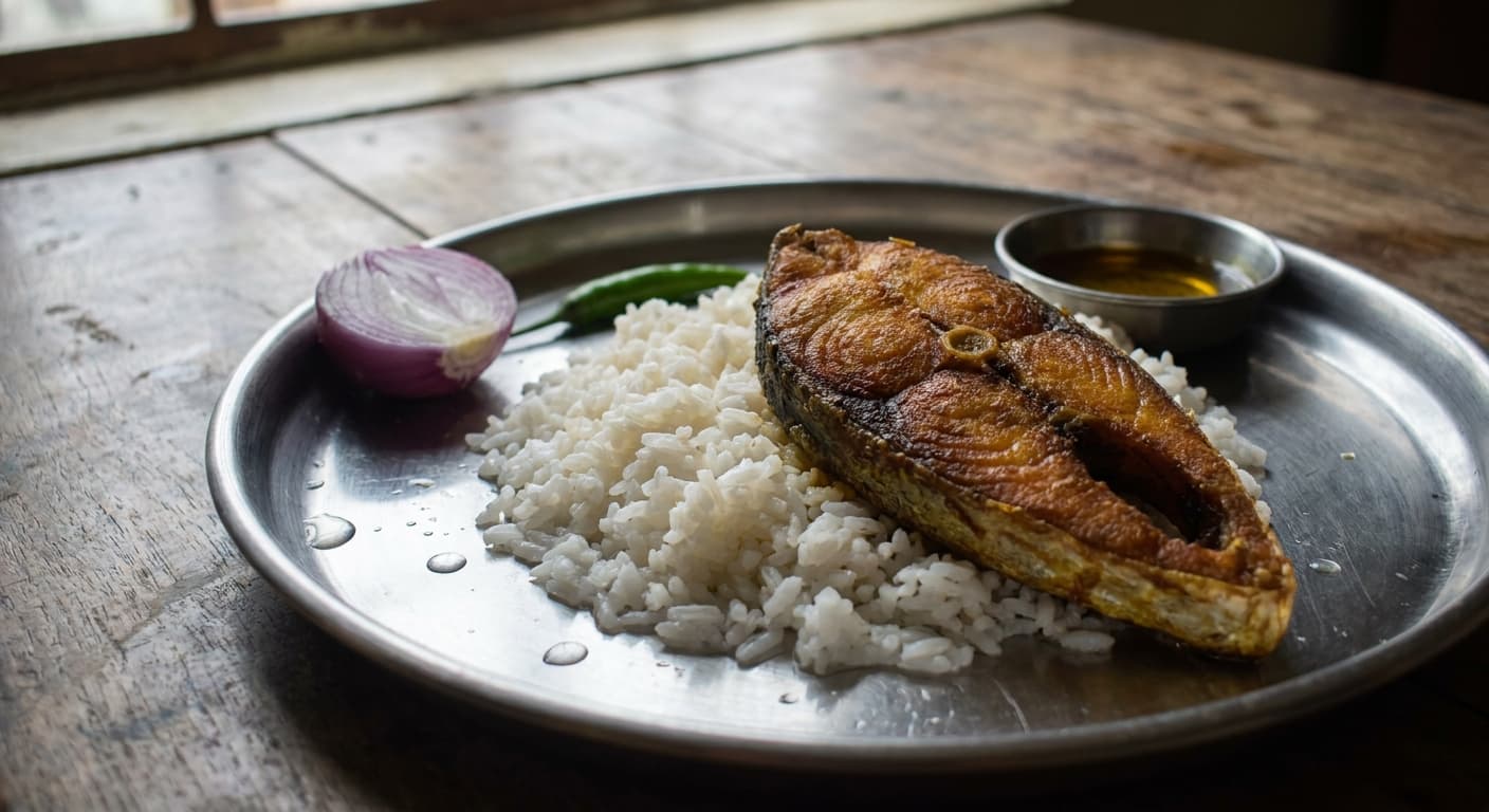 Panta Bhat — Overnight Fermented Rice with Fried Ilish - authentic bangladeshi recipe