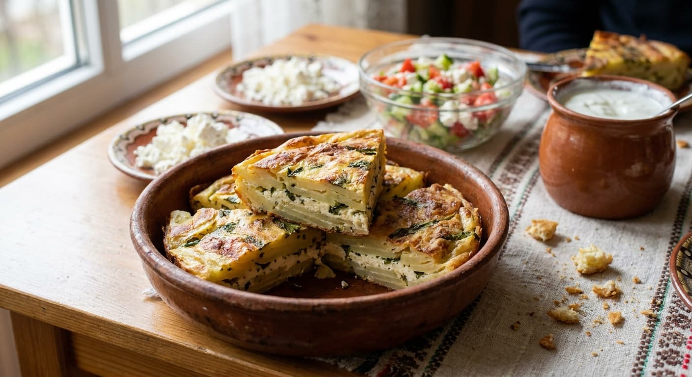 Patatnik — Rhodope Potato Skillet Cake - authentic bulgarian recipe