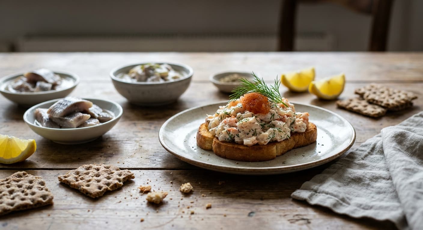 Toast Skagen — Swedish Shrimp Toast with Dill and Roe - authentic swedish recipe