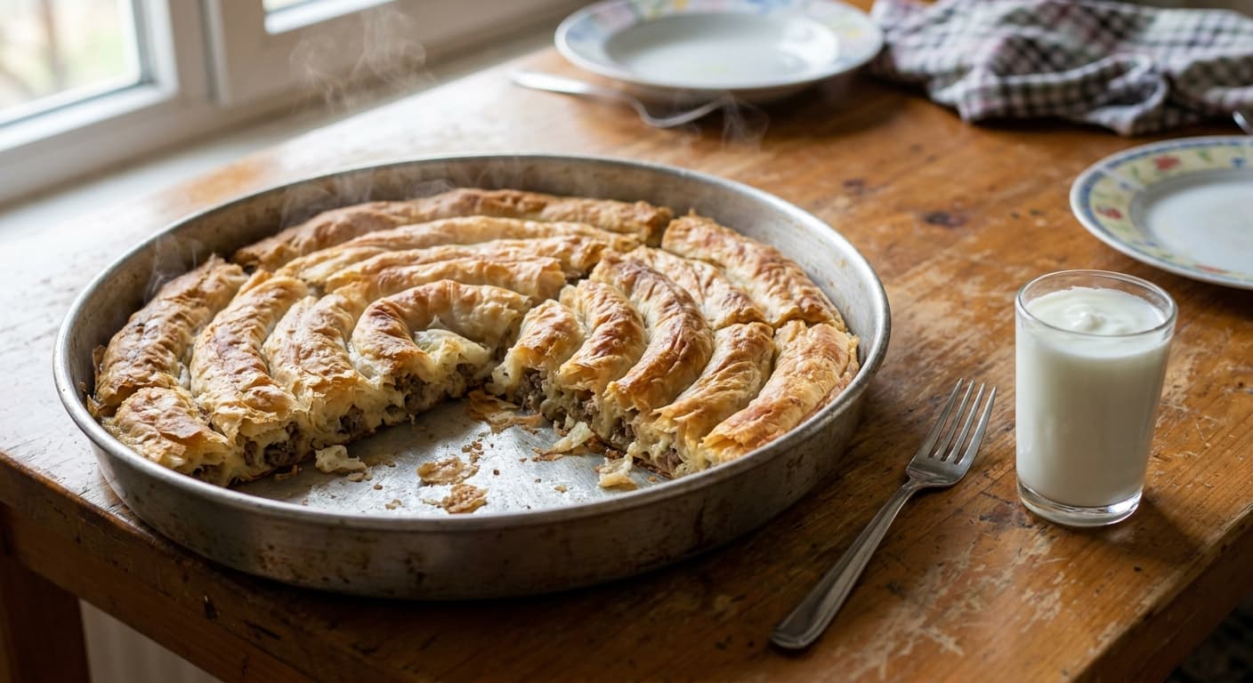 Bosnian Meat Burek — Coiled Beef Pie with Jufka - authentic bosnian recipe