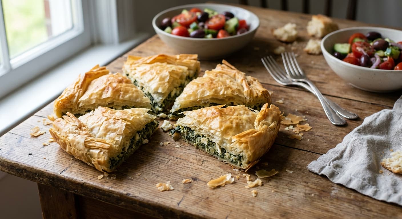 Greek Spinach Pie — Flaky Feta and Spinach Phyllo Pie - authentic greek recipe