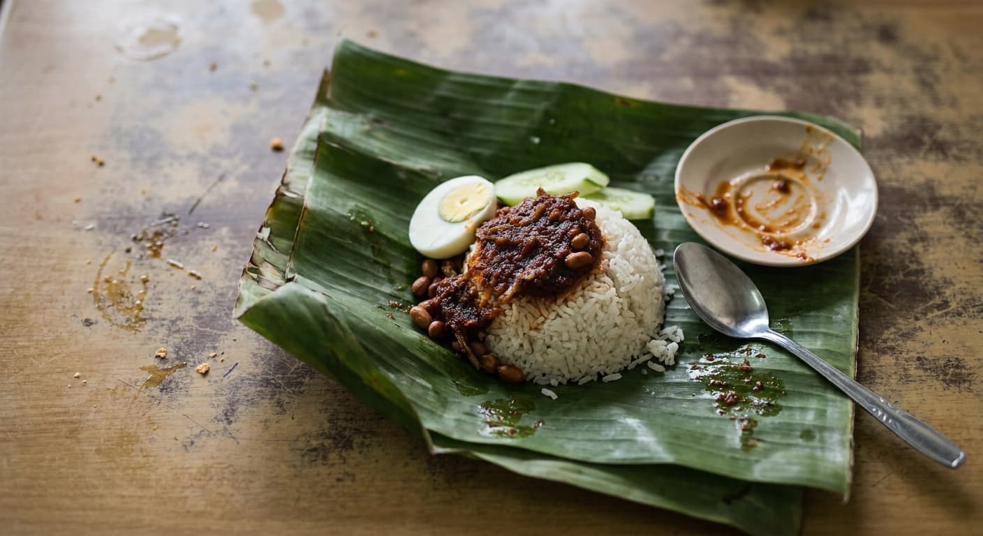 Malaysian Coconut Rice — Banana-Leaf Breakfast with Sambal Ikan Bilis - authentic malaysian recipe