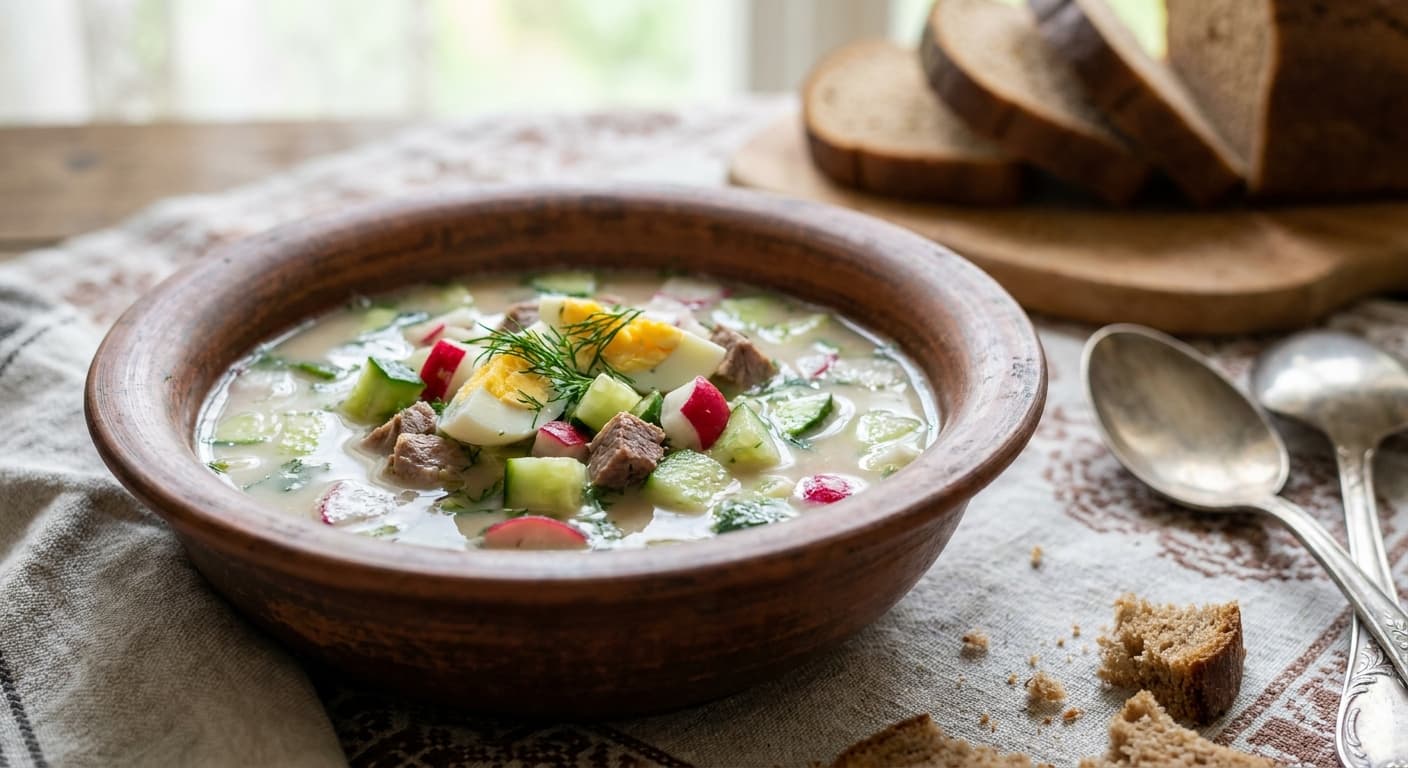 Okroshka — Chilled Russian Kvass Soup - authentic russian recipe