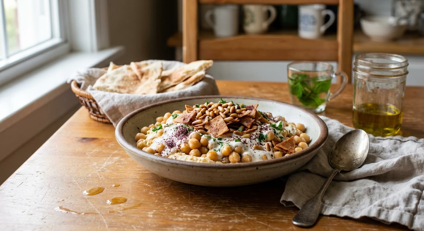 Fattet Hummus — Chickpeas with Yogurt and Crisp Bread - authentic lebanese recipe