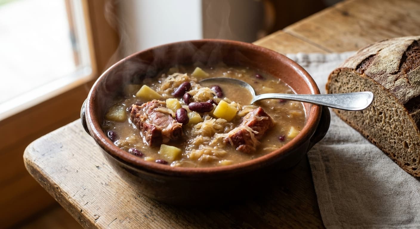 Slovenian Jota — Sauerkraut, Bean, and Smoked Pork Stew - authentic slovenian recipe