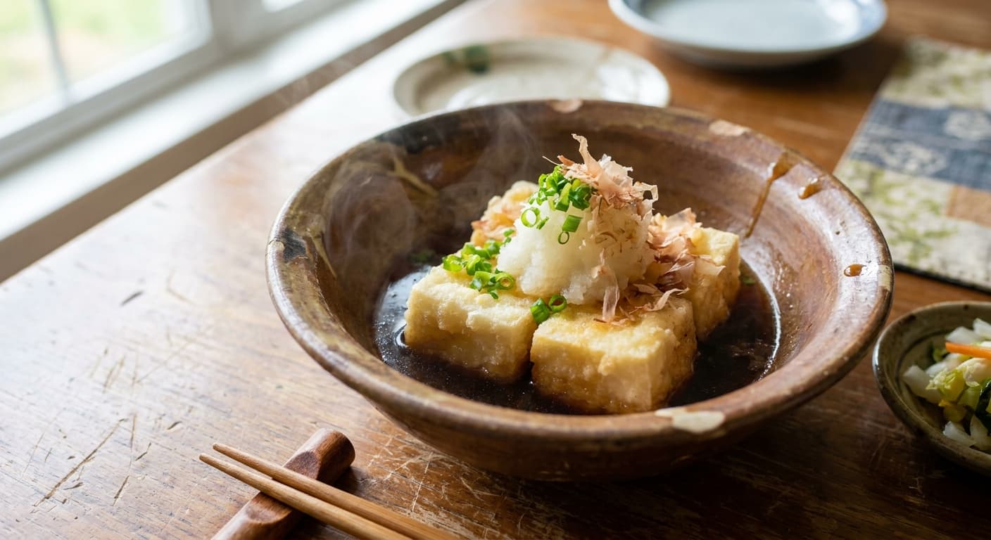 Agedashi Tofu — Crisp Tofu in Savory Broth - authentic japanese recipe