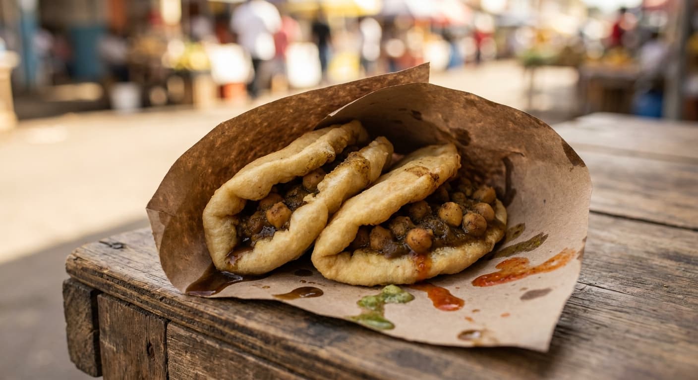 Trinidadian Doubles — Curried Chickpeas in Soft Fried Bara - authentic trinidadian recipe