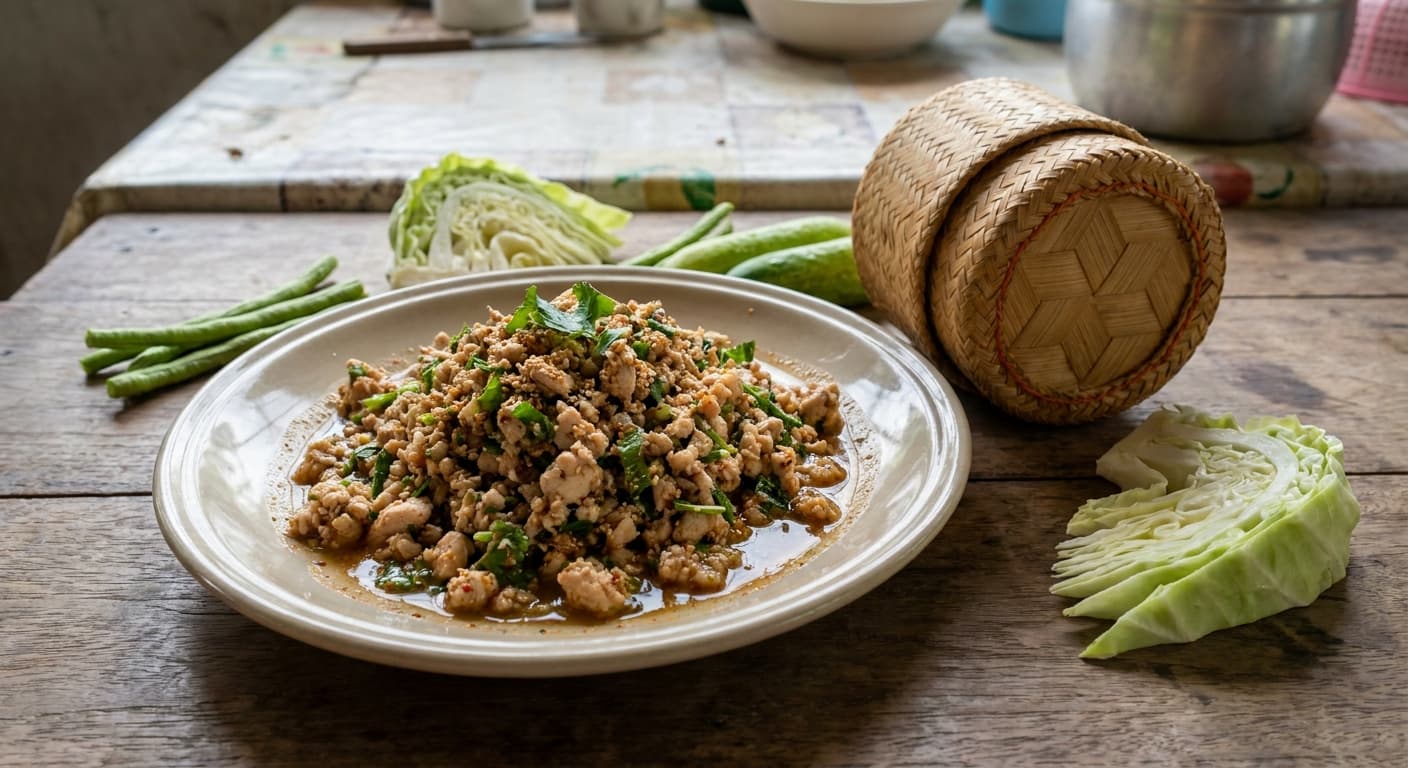 Larb Gai — Thai Minced Chicken Herb Salad - authentic thai recipe