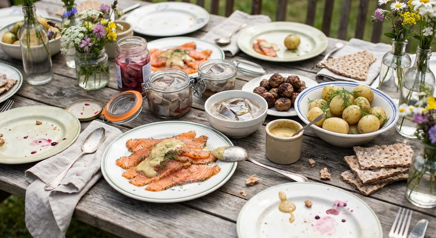 Swedish Smörgåsbord — Classic Buffet with Gravlax, Sill, and Köttbullar - authentic swedish recipe