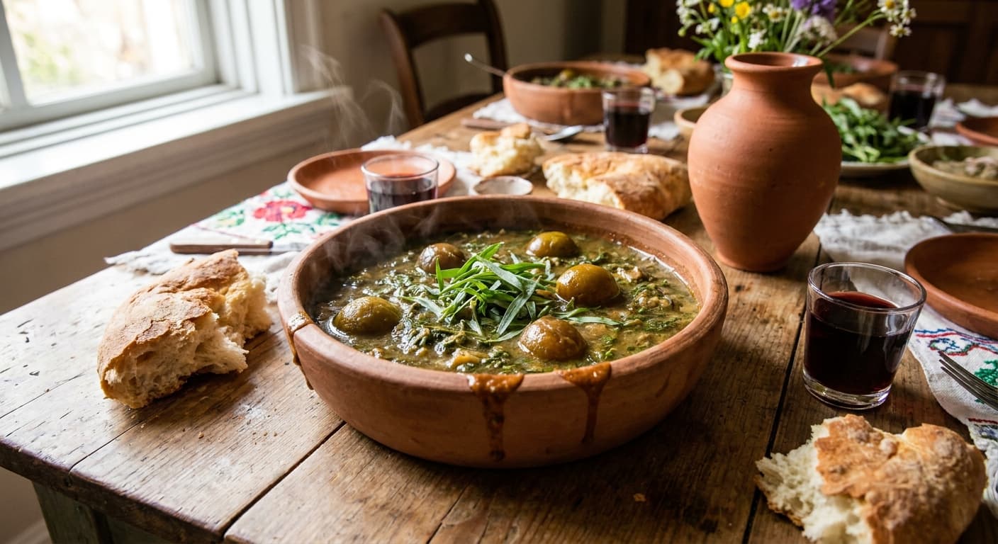 Chakapuli — Georgian Spring Lamb, Tarragon, and Sour Plum Stew - authentic georgian recipe