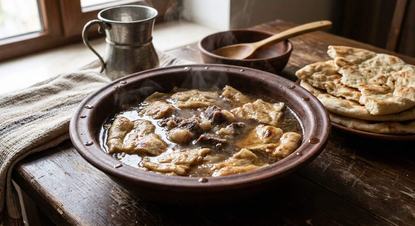 Dogroma — Turkmen Mutton and Bread Broth - authentic turkmen recipe