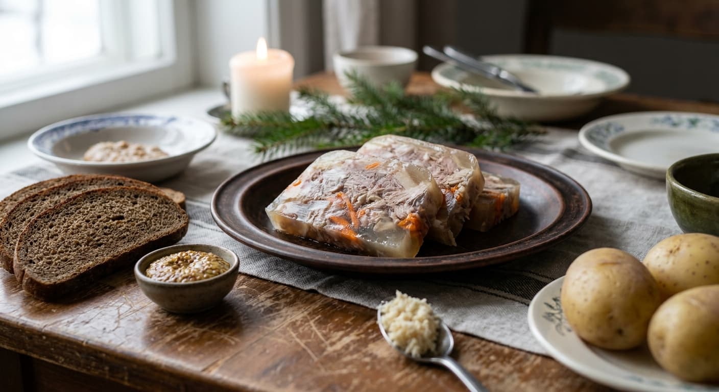 Estonian Jellied Pork — Clear Pork Aspic with Garlic and Bay - authentic estonian recipe