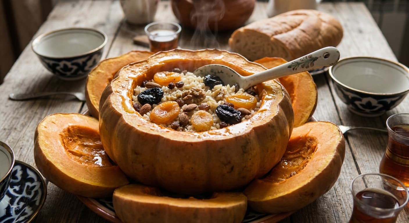 Armenian Ghapama — Festive Honeyed Rice-Stuffed Pumpkin - authentic armenian recipe