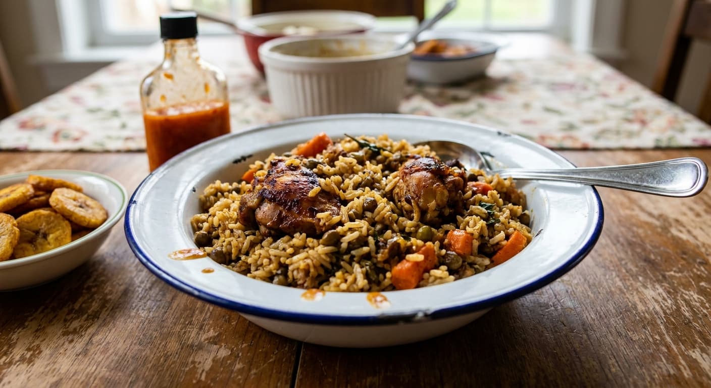 Trinidadian Pelau — Caramel-Browned Chicken, Rice, and Pigeon Peas - authentic trinidadian recipe