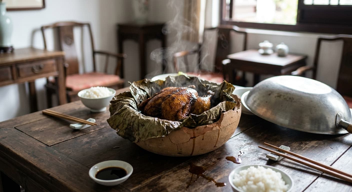 Beggar's Chicken — Lotus-Wrapped Clay-Baked Jiangnan Chicken - authentic chinese recipe
