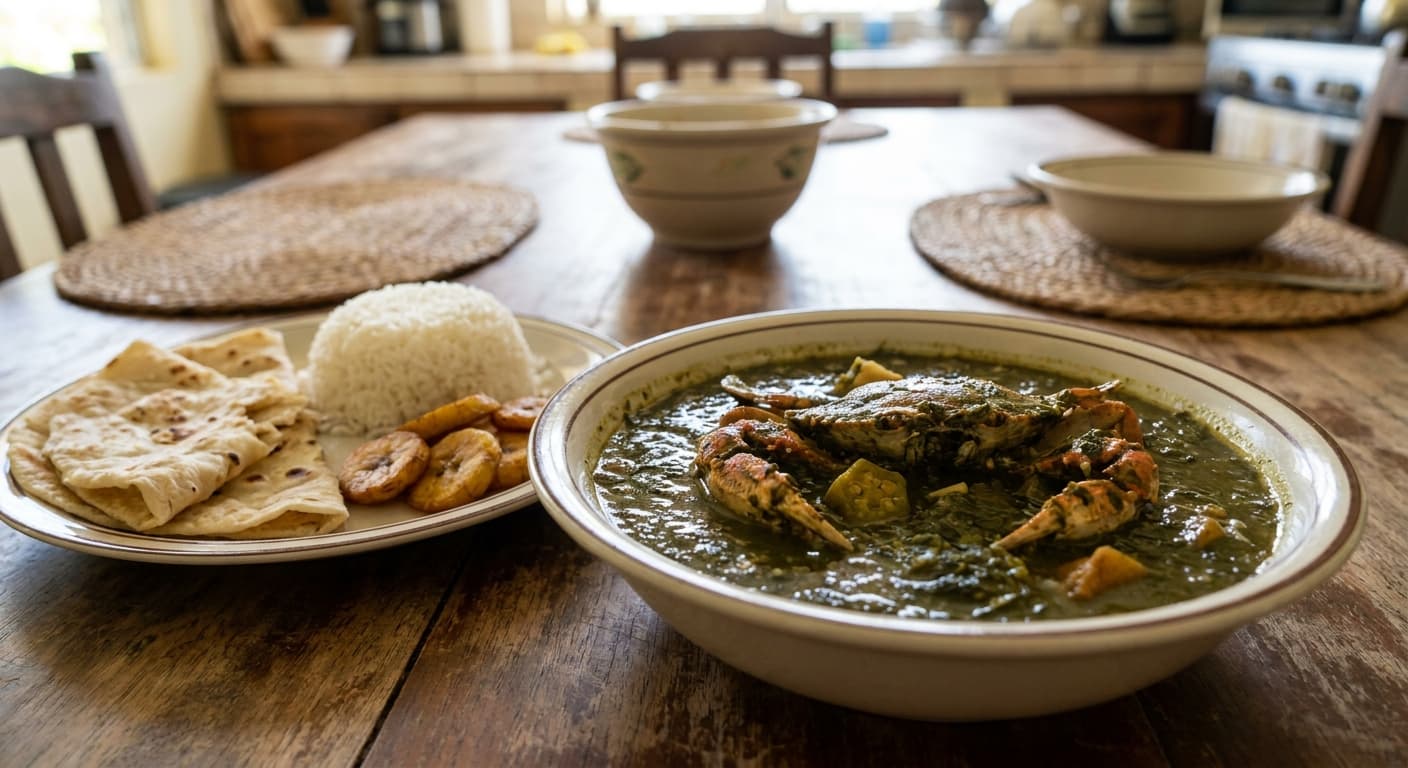 Callaloo — Trinidadian Coconut Greens with Crab - authentic trinidadian recipe
