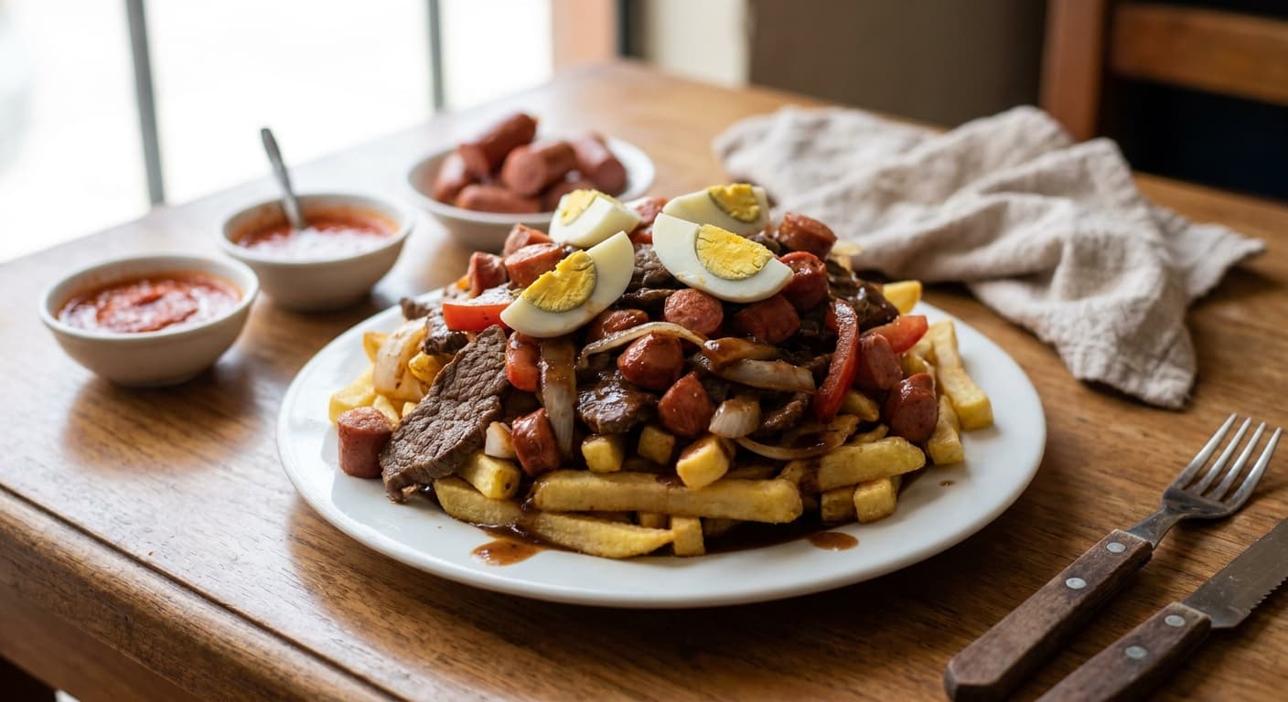 Pique a lo Macho — Bolivian Beef, Sausage, and Fries - authentic bolivian recipe