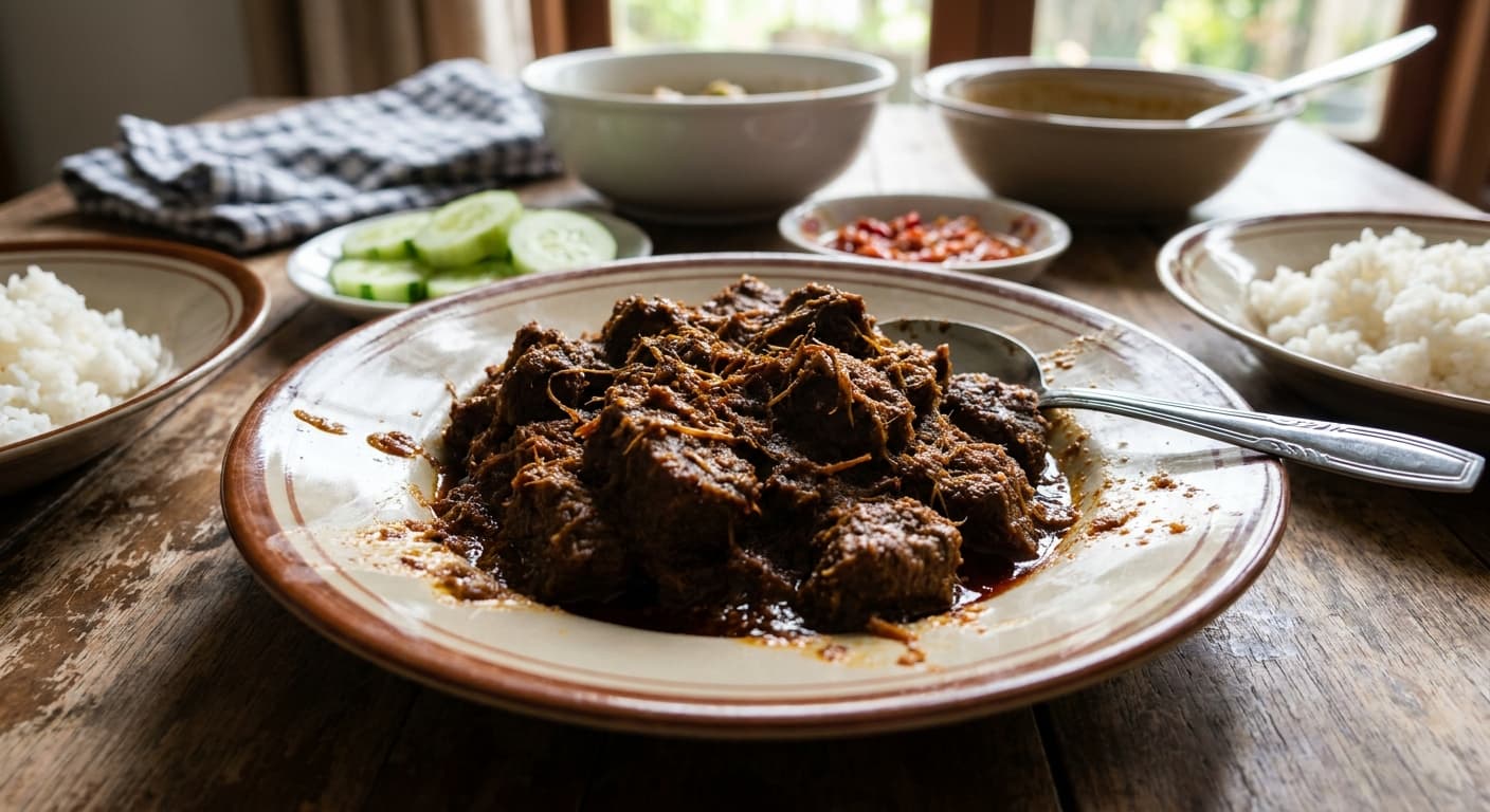Indonesian Beef Rendang — Slow-Cooked Minangkabau Coconut Beef - authentic indonesian recipe