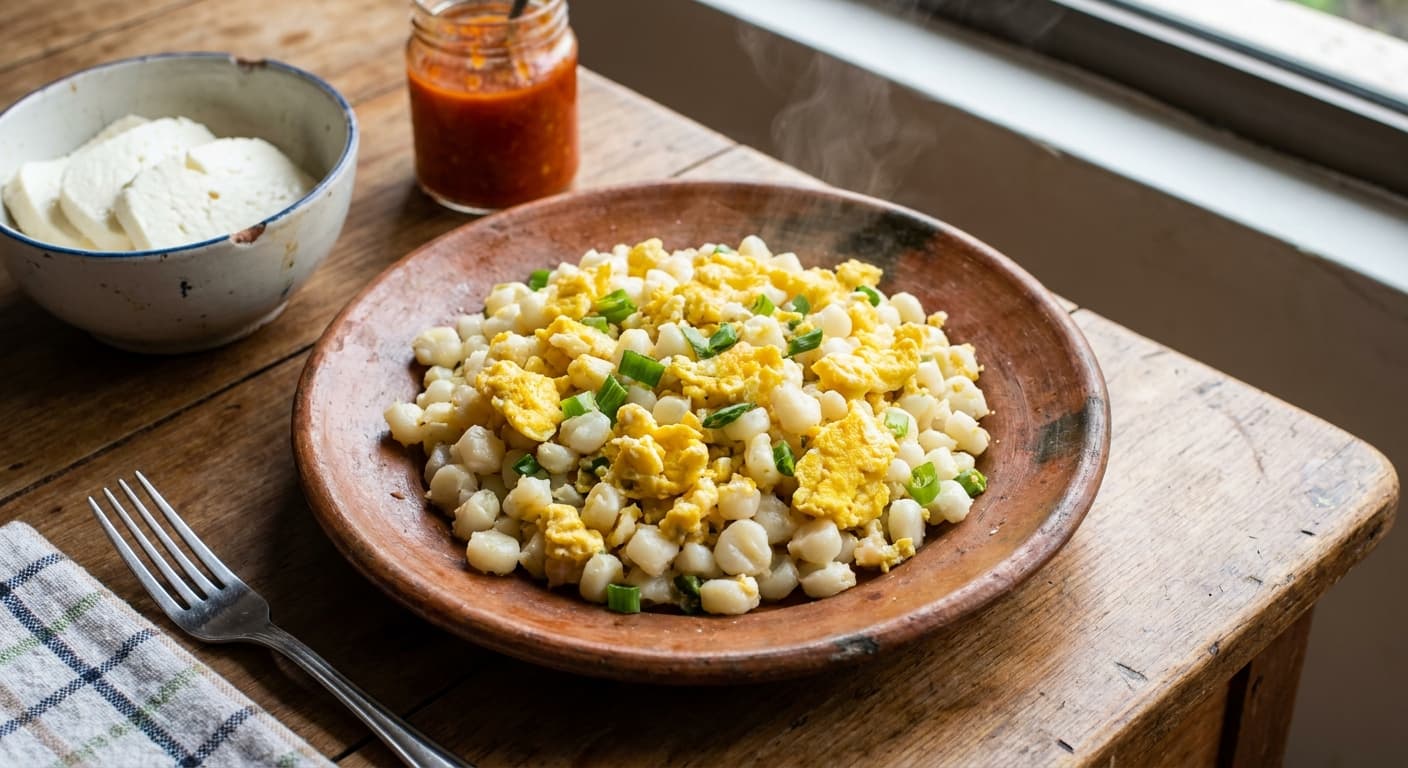 Scrambled Hominy and Eggs — Ecuadorian Highland Breakfast - authentic ecuadorian recipe