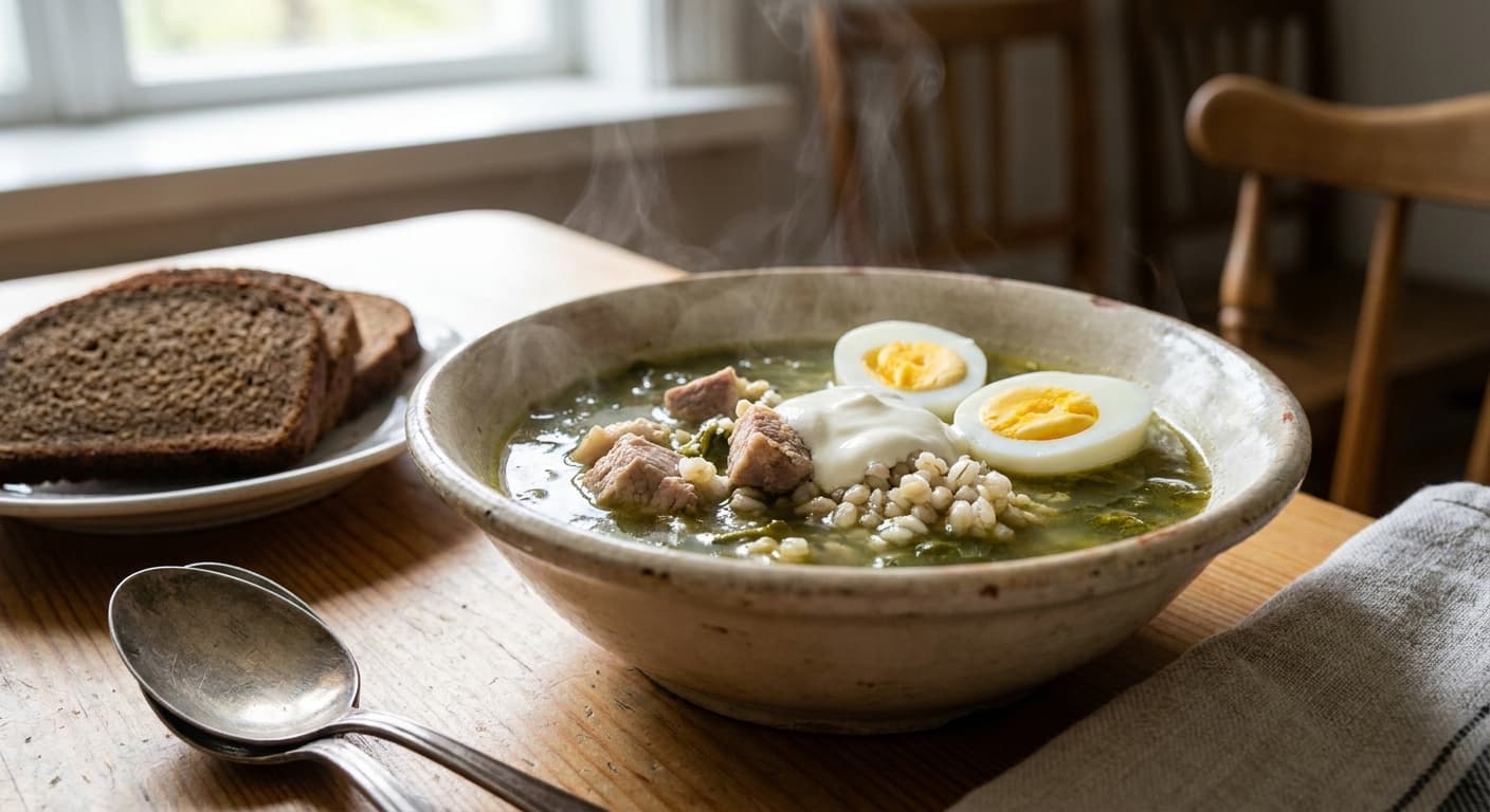 Sorrel Soup — Latvian Smoked Pork and Barley Soup - authentic latvian recipe