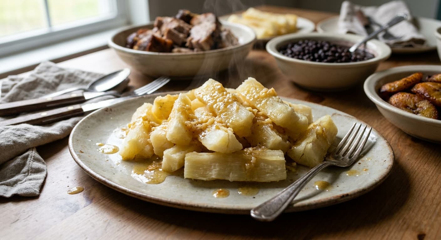 Yuca with Mojo — Cuban Cassava with Garlic Citrus Sauce - authentic cuban recipe