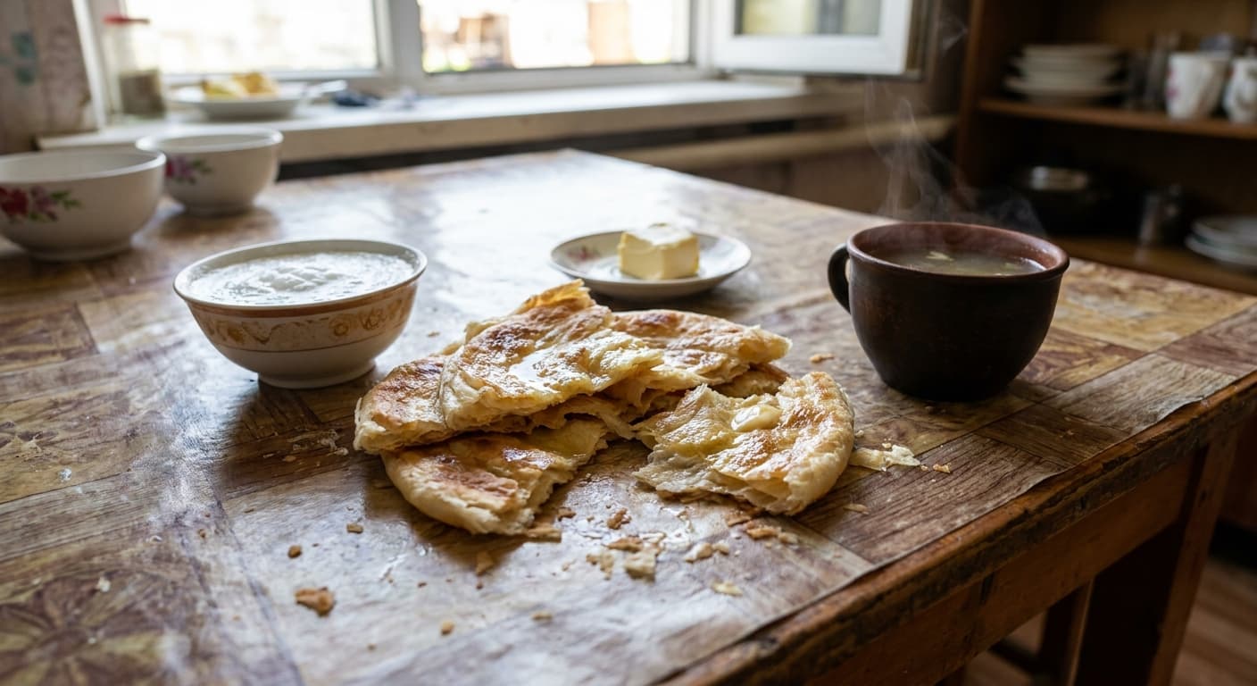 Kyrgyz Kattama — Layered Onion Flatbread - authentic kyrgyz recipe
