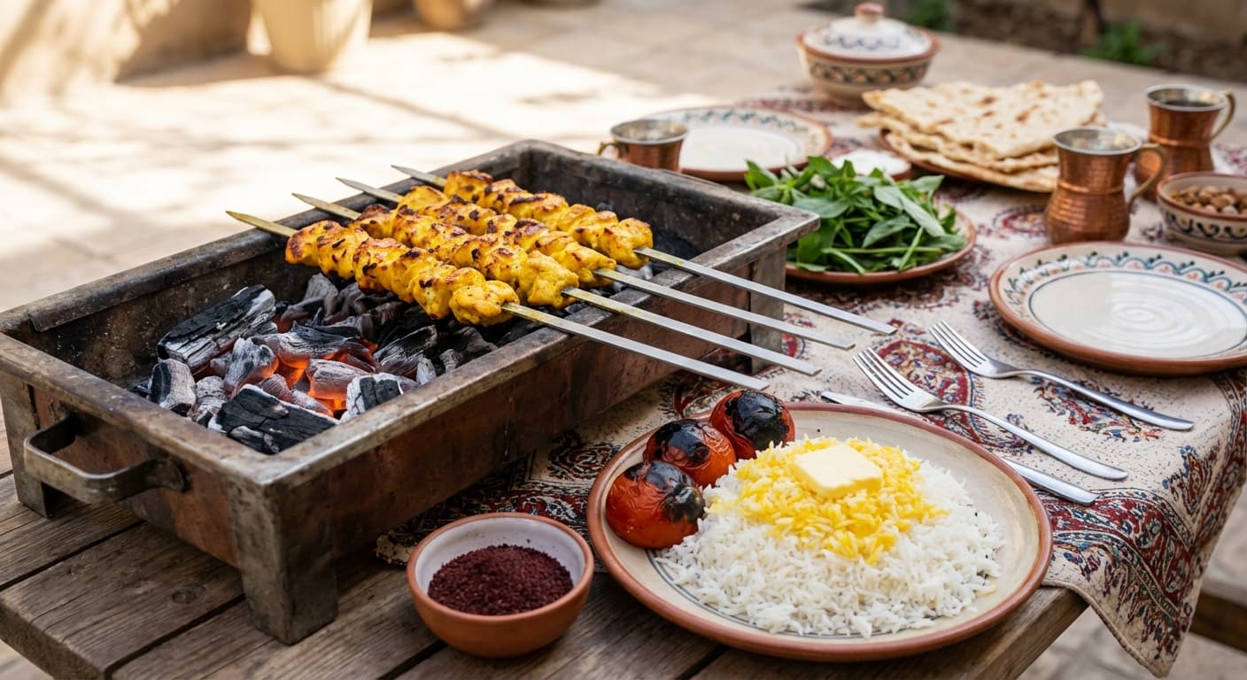 Joojeh Kabab - e Za'farani ba Mast - authentic persian recipe