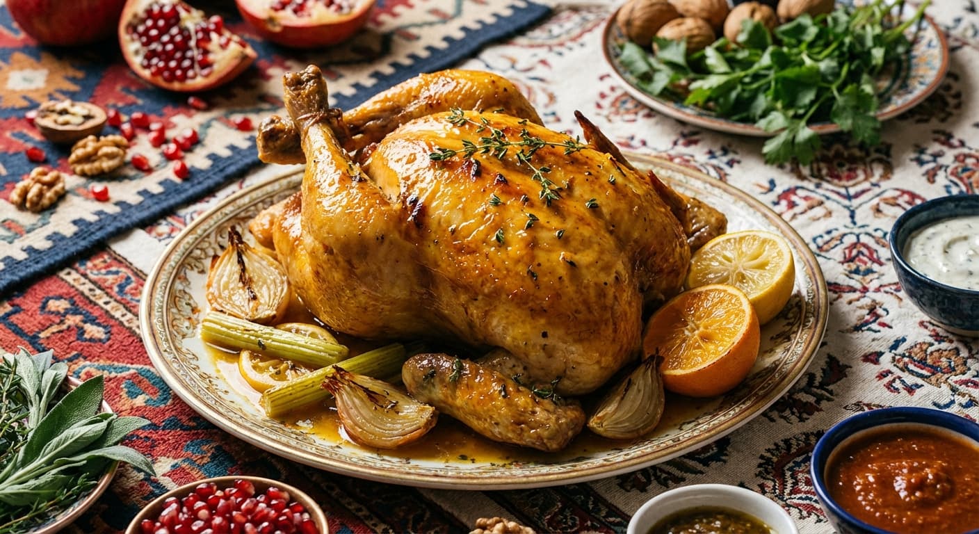 Joojeh-Style Citrus Roasted Chicken — Persian Citrus-Roasted Whole Chicken - authentic persian recipe