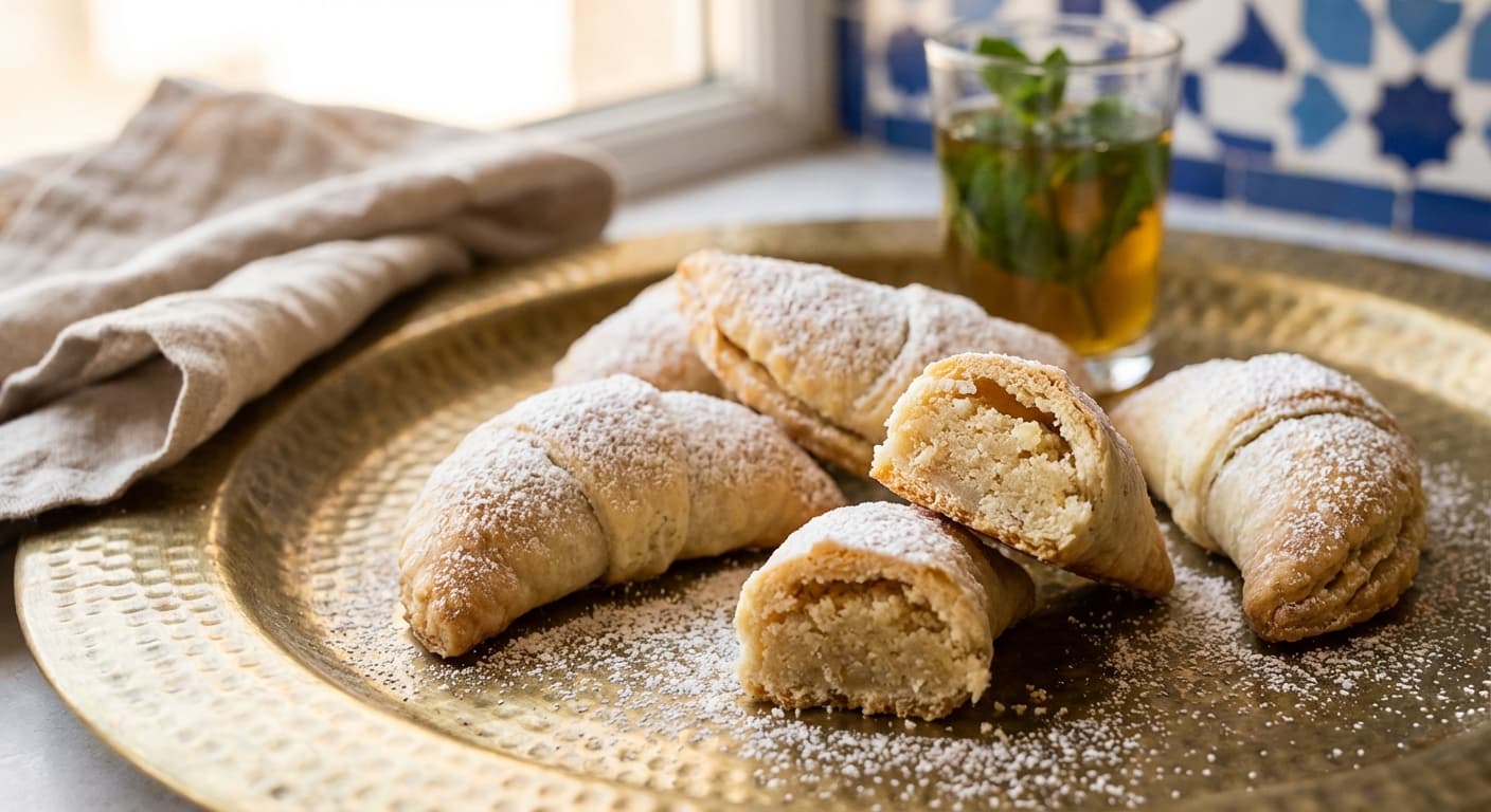 Kaab el Ghazal — Moroccan Crescent Almond Pastries Scented with Orange Blossom - authentic moroccan recipe