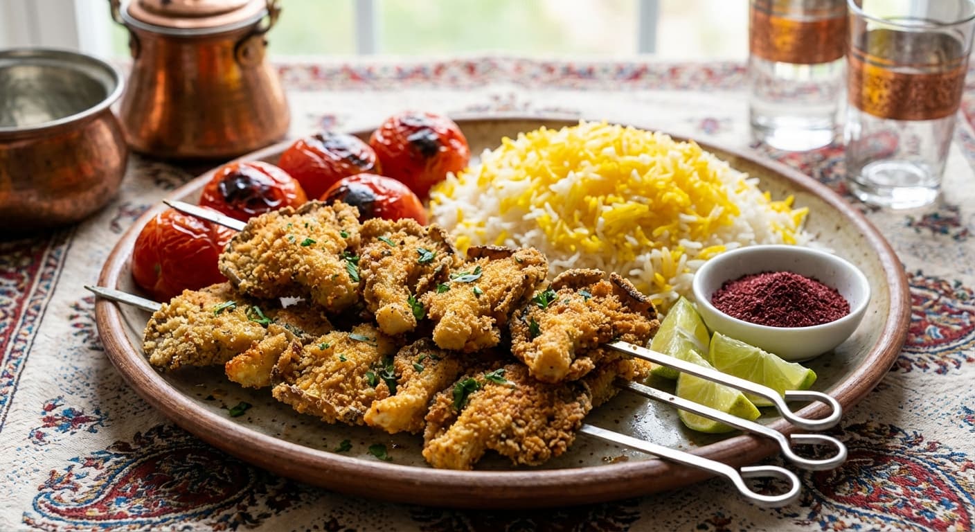 Kabab-e Gharch — Crispy Oyster Mushroom Skewers - authentic persian recipe