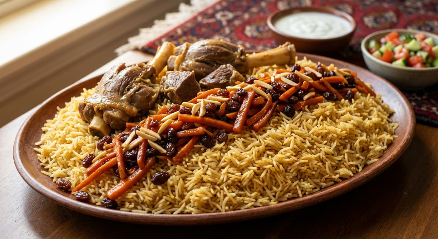 Kabuli Palaw — Afghan Lamb and Carrot Rice with Raisins - authentic afghan recipe