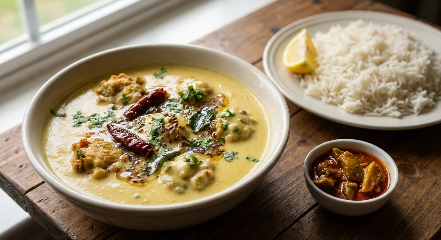 Kadhi Pakora — Indian Yogurt Curry with Chickpea Flour Fritters - authentic indian recipe