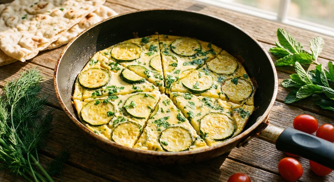 Kadoo Varaqe’i ( ) - Persian Sliced Zucchini Omelet - authentic persian recipe
