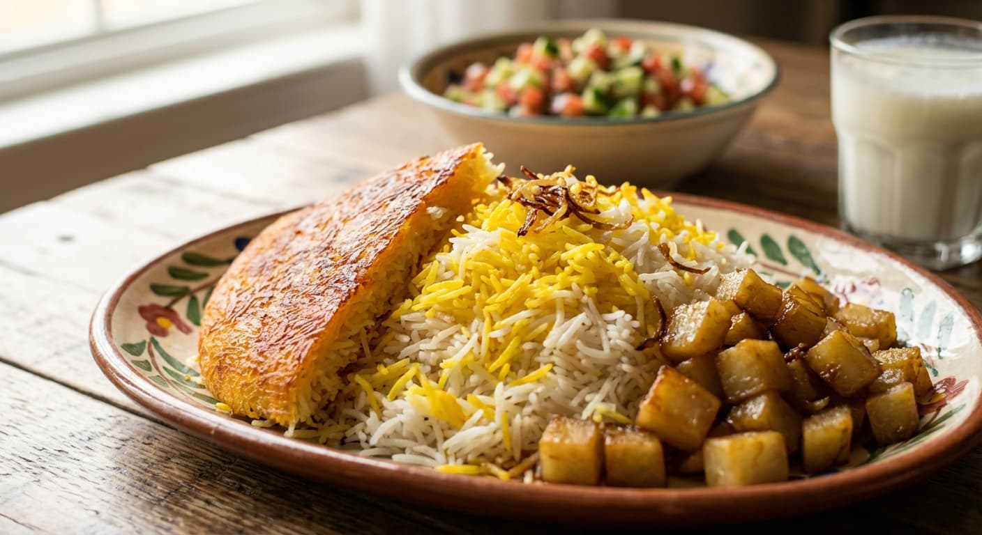 Kalam Qomari Polo — Saffron-Scented Kohlrabi Rice from Shiraz - authentic persian recipe