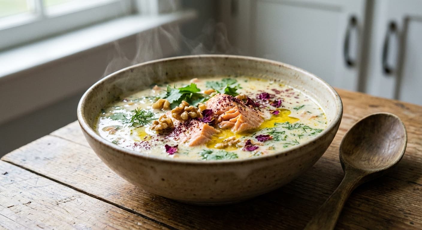 Karemi Soop-e Mahi — Persian Creamy Salmon Soup - authentic persian recipe