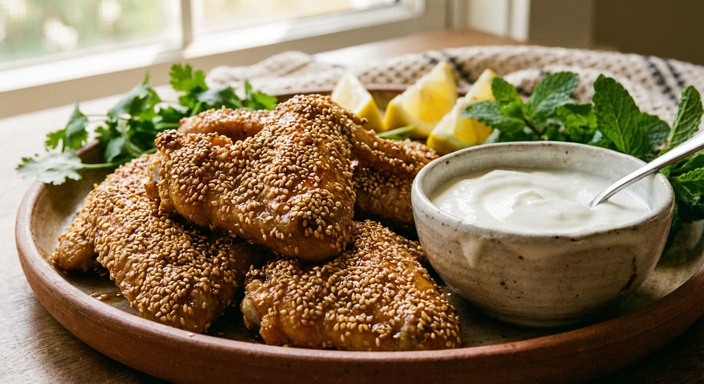 Kataf Konjed Dar — Crispy Sesame-Crusted Chicken Wings - authentic persian recipe