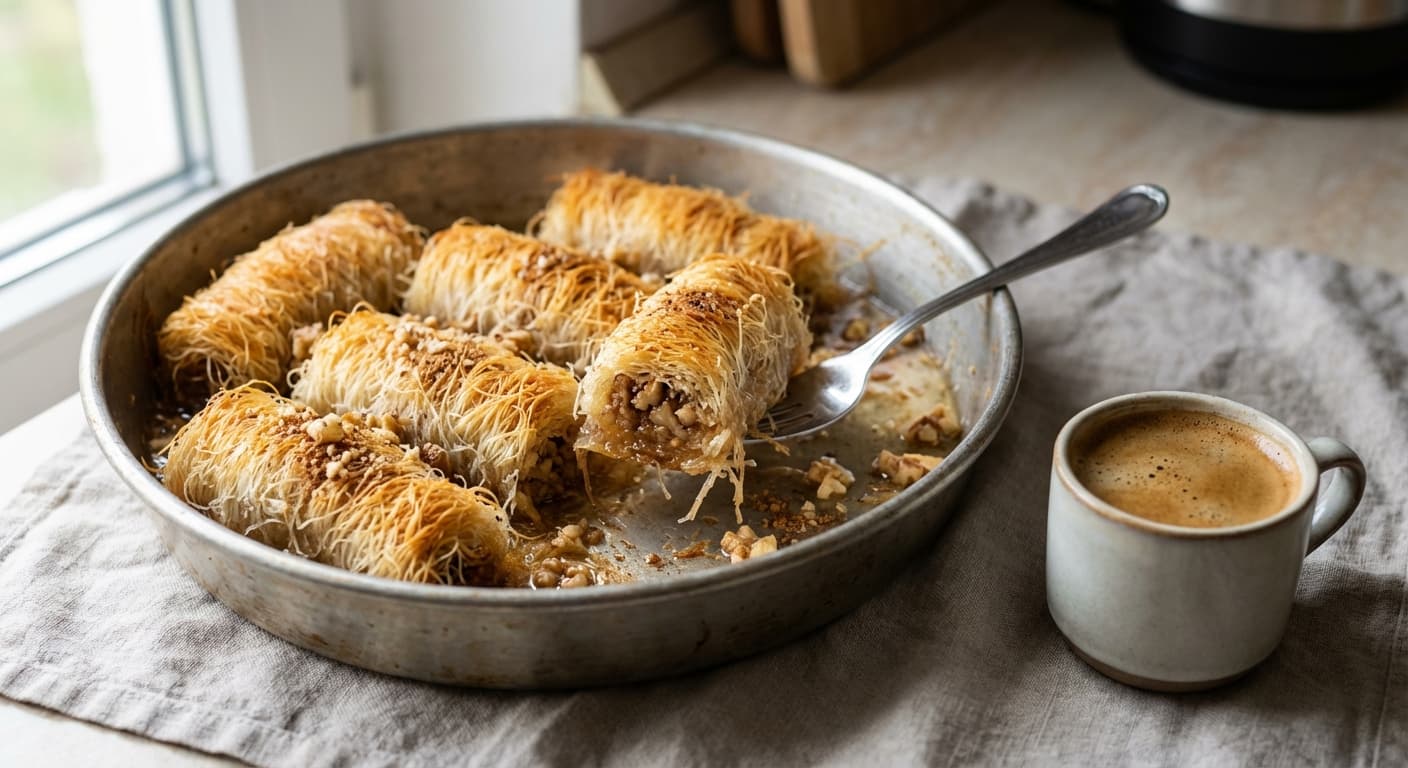 Kataifi — Shredded Phyllo Walnut Pastry in Syrup - authentic greek recipe